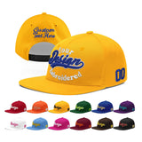 Custom Yellow Navy-White 3D Puff Embroidery Flat Embroidery Casual Sport Baseball Cap