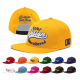 Custom Yellow Navy-White 3D Puff Embroidery Flat Embroidery Casual Sport Baseball Cap