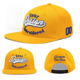 Custom Yellow Navy-White 3D Puff Embroidery Flat Embroidery Casual Sport Baseball Cap