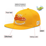 Custom Yellow Navy-White 3D Puff Embroidery Flat Embroidery Casual Sport Baseball Cap
