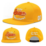Custom Yellow Navy-White 3D Puff Embroidery Flat Embroidery Casual Sport Baseball Cap