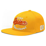 Custom Yellow Navy-White 3D Puff Embroidery Flat Embroidery Casual Sport Baseball Cap
