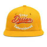 Custom Yellow Navy-White 3D Puff Embroidery Flat Embroidery Casual Sport Baseball Cap