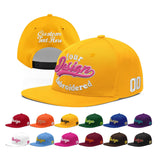 Custom Yellow Navy-White 3D Puff Embroidery Flat Embroidery Casual Sport Baseball Cap