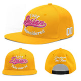 Custom Yellow Navy-White 3D Puff Embroidery Flat Embroidery Casual Sport Baseball Cap