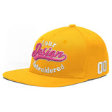 Custom Yellow Navy-White 3D Puff Embroidery Flat Embroidery Casual Sport Baseball Cap