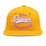 Custom Yellow Navy-White 3D Puff Embroidery Flat Embroidery Casual Sport Baseball Cap