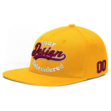 Custom Yellow Navy-White 3D Puff Embroidery Flat Embroidery Casual Sport Baseball Cap