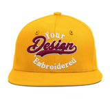Custom Yellow Navy-White 3D Puff Embroidery Flat Embroidery Casual Sport Baseball Cap