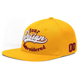 Custom Yellow Navy-White 3D Puff Embroidery Flat Embroidery Casual Sport Baseball Cap