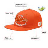 Custom Orange-White 3D Puff Embroidery Flat Embroidery Casual Sport Baseball Cap