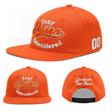 Custom Orange-White 3D Puff Embroidery Flat Embroidery Casual Sport Baseball Cap