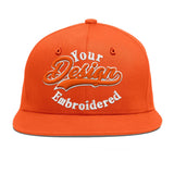 Custom Orange-White 3D Puff Embroidery Flat Embroidery Casual Sport Baseball Cap