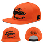 Custom Orange-White 3D Puff Embroidery Flat Embroidery Casual Sport Baseball Cap