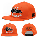 Custom Orange-White 3D Puff Embroidery Flat Embroidery Casual Sport Baseball Cap