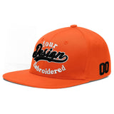 Custom Orange-White 3D Puff Embroidery Flat Embroidery Casual Sport Baseball Cap
