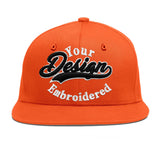 Custom Orange-White 3D Puff Embroidery Flat Embroidery Casual Sport Baseball Cap