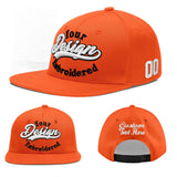 Custom Orange-White 3D Puff Embroidery Flat Embroidery Casual Sport Baseball Cap