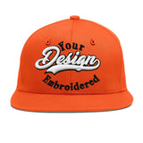 Custom Orange-White 3D Puff Embroidery Flat Embroidery Casual Sport Baseball Cap