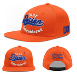 Custom Orange-White 3D Puff Embroidery Flat Embroidery Casual Sport Baseball Cap