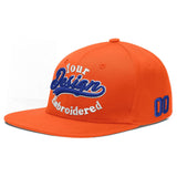 Custom Orange-White 3D Puff Embroidery Flat Embroidery Casual Sport Baseball Cap