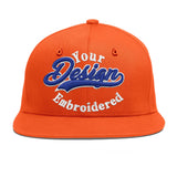 Custom Orange-White 3D Puff Embroidery Flat Embroidery Casual Sport Baseball Cap