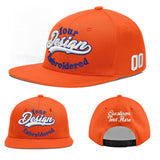 Custom Orange-White 3D Puff Embroidery Flat Embroidery Casual Sport Baseball Cap