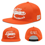 Custom Orange-White 3D Puff Embroidery Flat Embroidery Casual Sport Baseball Cap