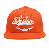 Custom Orange-White 3D Puff Embroidery Flat Embroidery Casual Sport Baseball Cap