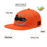 Custom Orange-White 3D Puff Embroidery Flat Embroidery Casual Sport Baseball Cap