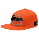 Custom Orange-White 3D Puff Embroidery Flat Embroidery Casual Sport Baseball Cap