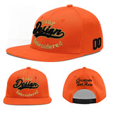 Custom Orange-White 3D Puff Embroidery Flat Embroidery Casual Sport Baseball Cap