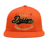Custom Orange-White 3D Puff Embroidery Flat Embroidery Casual Sport Baseball Cap