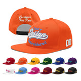 Custom Orange-White 3D Puff Embroidery Flat Embroidery Casual Sport Baseball Cap