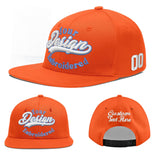 Custom Orange-White 3D Puff Embroidery Flat Embroidery Casual Sport Baseball Cap