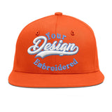 Custom Orange-White 3D Puff Embroidery Flat Embroidery Casual Sport Baseball Cap