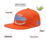 Custom Orange-White 3D Puff Embroidery Flat Embroidery Casual Sport Baseball Cap