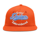 Custom Orange-White 3D Puff Embroidery Flat Embroidery Casual Sport Baseball Cap