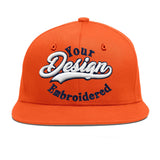 Custom Orange 3D Puff Embroidery Flat Embroidery Casual Sport Baseball Cap