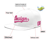 Custom White Pink 3D Puff Embroidery Flat Embroidery Casual Sport Baseball Cap