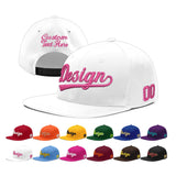 Custom White Pink 3D Puff Embroidery Flat Embroidery Casual Sport Baseball Cap