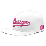 Custom White Pink 3D Puff Embroidery Flat Embroidery Casual Sport Baseball Cap