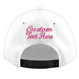 Custom White Pink 3D Puff Embroidery Flat Embroidery Casual Sport Baseball Cap