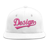 Custom White Pink 3D Puff Embroidery Flat Embroidery Casual Sport Baseball Cap