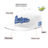 Custom White Light Blue-Navy 3D Puff Embroidery Flat Embroidery Casual Sport Baseball Cap