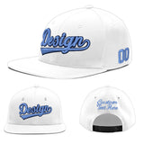 Custom White Light Blue-Navy 3D Puff Embroidery Flat Embroidery Casual Sport Baseball Cap