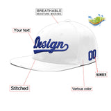 Custom White Light Blue-Navy 3D Puff Embroidery Flat Embroidery Casual Sport Baseball Cap