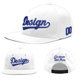 Custom White Light Blue-Navy 3D Puff Embroidery Flat Embroidery Casual Sport Baseball Cap