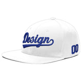 Custom White Light Blue-Navy 3D Puff Embroidery Flat Embroidery Casual Sport Baseball Cap