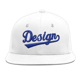 Custom White Light Blue-Navy 3D Puff Embroidery Flat Embroidery Casual Sport Baseball Cap